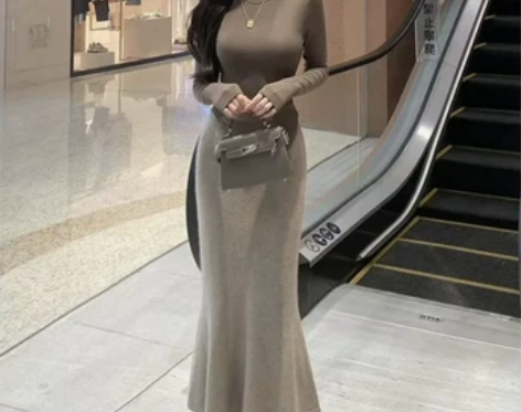 纯欲风性感高腰鱼尾半身裙女秋季卡戴珊辣妹