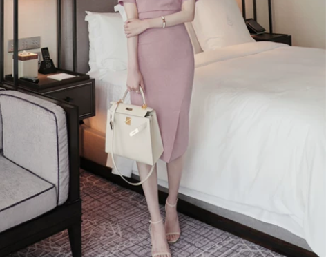 连衣包臀裙一字肩连衣裙女夏职业收腰2021...