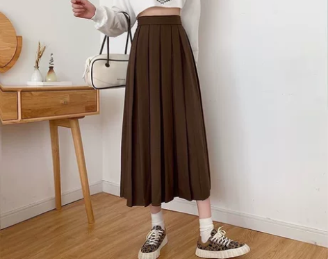 2022春季新款时尚女装半身裙中长款百褶裙...