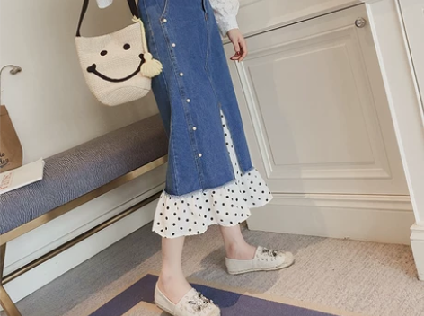 牛仔半身裙女春装新款韩版中长款高腰A字裙…...