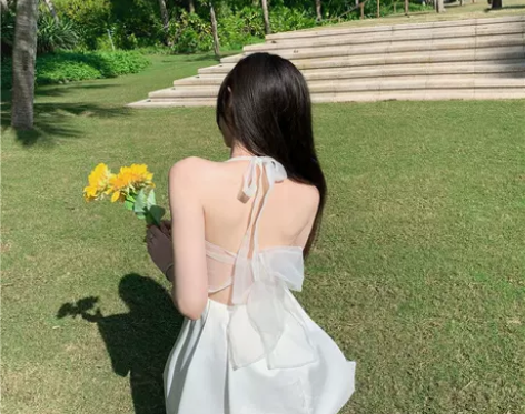 美背温柔风法式仙女吊带蓬蓬裙公主裙2021...