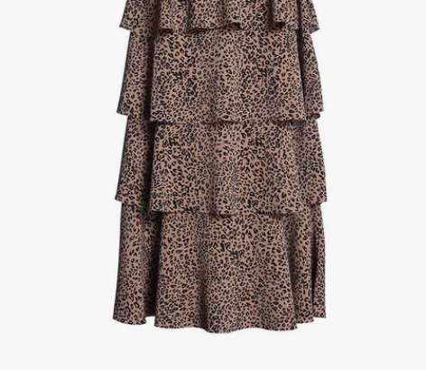 双层豹纹松紧腰蛋糕裙半身裙 如图 九成新 ...