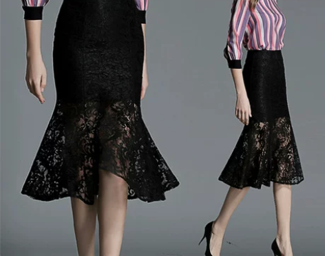 2017新款包臀中长款显瘦鱼尾裙秋冬高腰蕾...