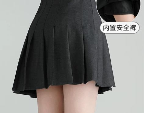 短裙半身裙灰色a字女夏季高腰显瘦学生百褶裙...