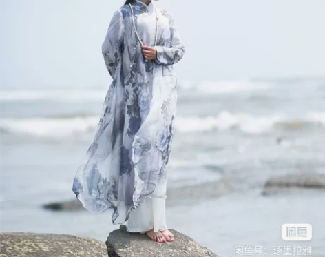 全新 忆旧棉麻记 珍藏版 水墨双层长袍 水...