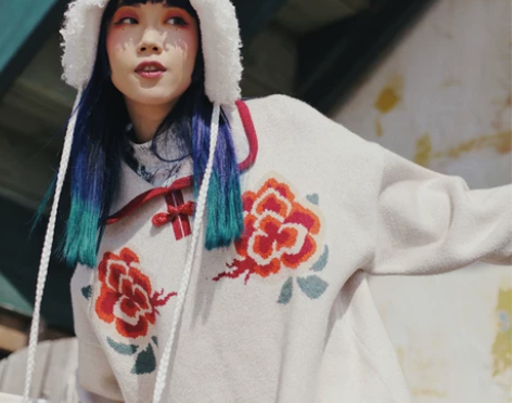 金文聪原创 冬季复古vintage风盘扣花...