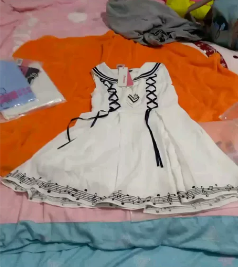 漫踪水手服套装五线谱音符学院风女连衣裙二次...