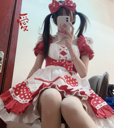 实体店买的红白女仆lolita连衣裙 s码...