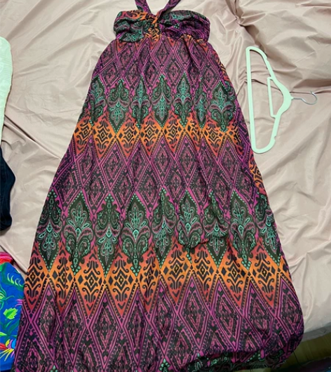 民族风挂脖长裙，到脚踝，雪纺面料垂感很好，...