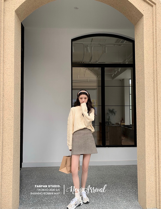 范智乔 【怦然心动】编织毛呢料半裙