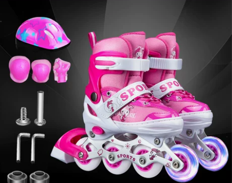 派乐迪溜冰鞋儿童全套装男童女童旱冰轮滑鞋初...