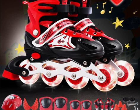 旱冰鞋 溜冰鞋儿童全套装男女成人轮滑鞋初学...