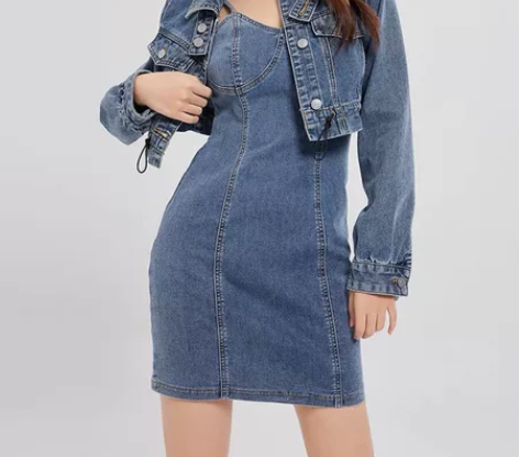 全新IEF/爱依服复古港风牛仔套装女202...