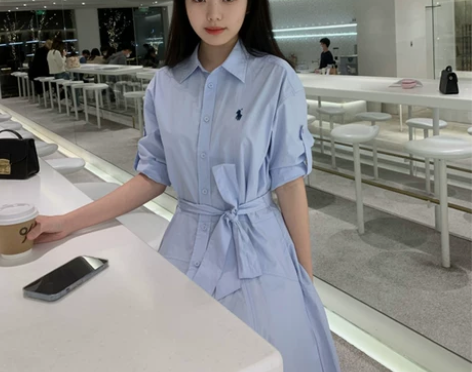 Fabulous Rose 七分袖蓝色连衣...