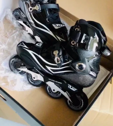 埃克森rw墨碳纤平花鞋高端成人轮滑鞋男女花...