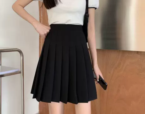 百褶裙防走光新款中裙灰色春秋冬黑色a字半身...