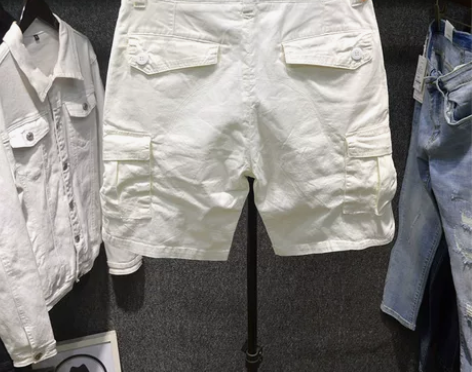 白色宽松运动休闲短裤男夏季工装五分裤男潮牌...