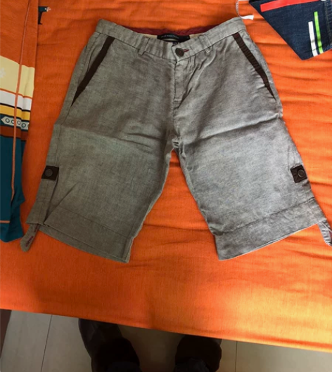 男款棉麻短裤  8成新  腰围37  裤长...
