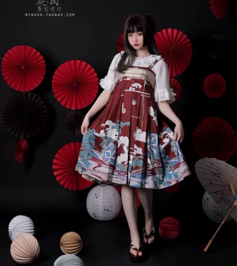 炭团千鹤子.和风仙鹤手鞠齐胸连衣裙JSK ...