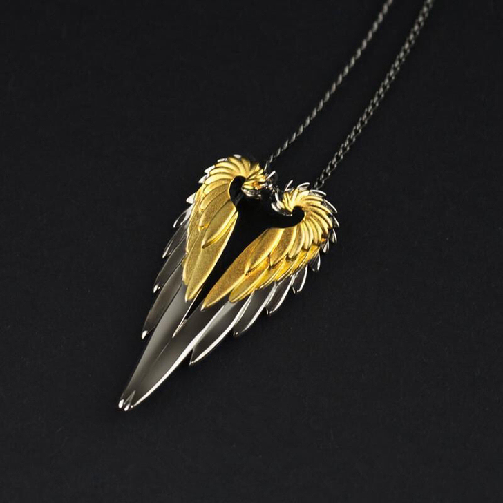 羽行系列925文艺羽毛吊坠项链饰品男女情侣...