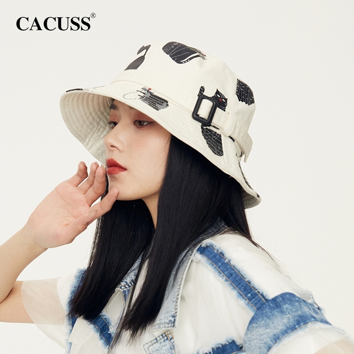 CACUSS盆帽女春夏新品韩版潮牌贴布水桶...