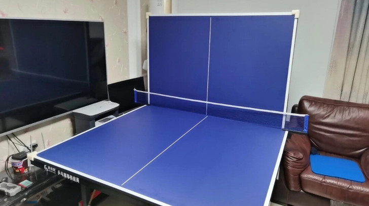(全新二手价)乒乓球桌家用室内国标可折叠带...