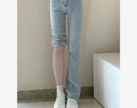 【科幻】微喇牛仔裤女夏季新款高腰弹力显瘦长...