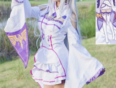 爱蜜莉雅cos服 假发+衣服+配饰 无瑕疵...