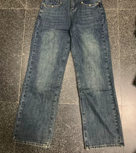 2022秋冬新款韩版高腰显瘦阔腿休闲牛仔抓...