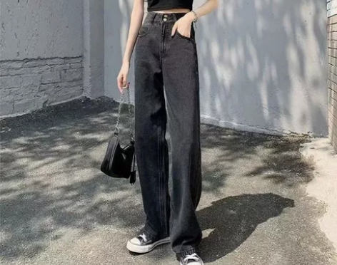 【帮挂】2022年新款黑色高腰显瘦小个子阔...