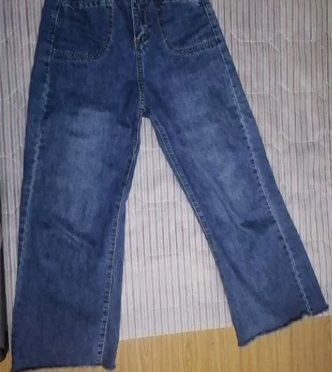 法式蓝色夏季阔腿牛仔裤 无弹性,薄款,s码...