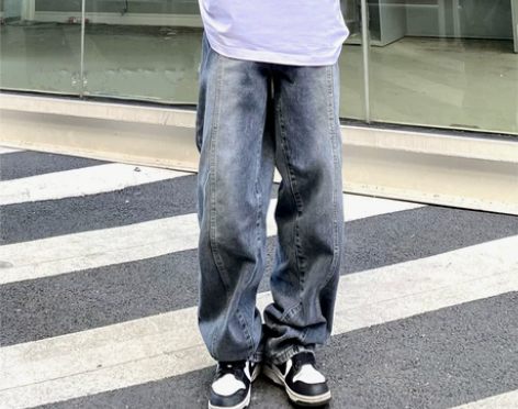 阔腿裤牛仔裤 牛仔裤长裤妈个鸡妈 ins嘻...