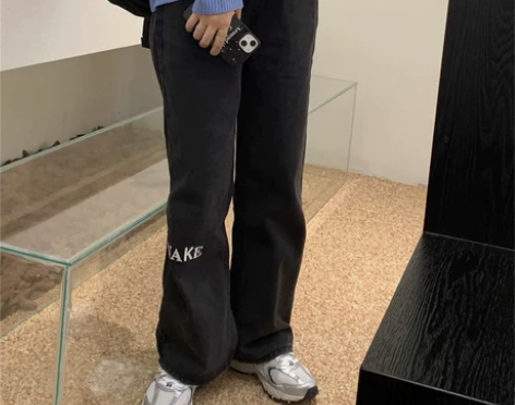 美式复古街头潮流高腰显瘦老爹直筒阔腿宽松牛...