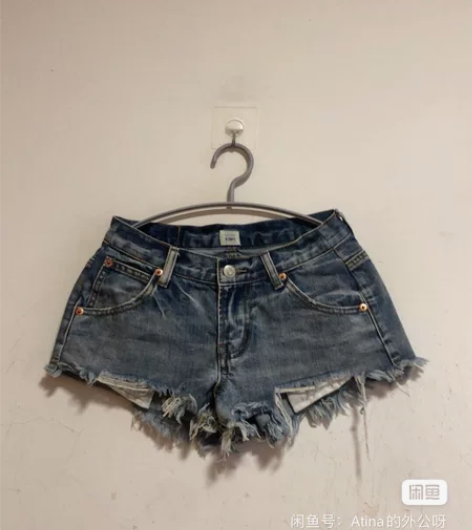 vintage king女士纯棉撕边夏季短...