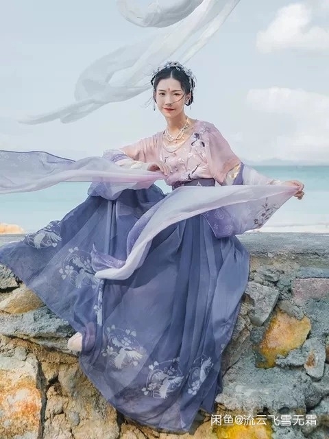 送披帛汉尚华莲舞鹤赋汉服女中国风仙鹤烫金印...