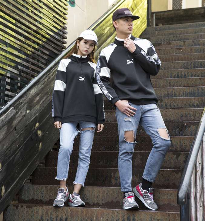 Puma/彪马连帽卫衣女串标半拉链立领加绒...