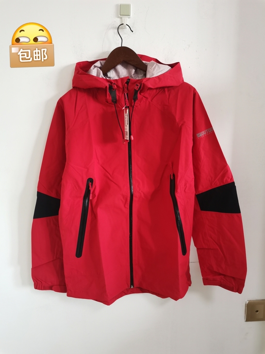 全新特步单层户外风衣男款红色 防水防雨秋季...