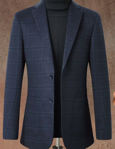 西装套装高端羊绒桑蚕丝西服男格纹秋冬休闲西...