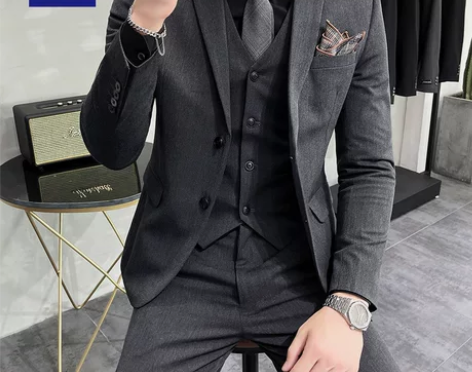 罗蒙西装 西装套装西服男秋冬双开叉修身两粒...
