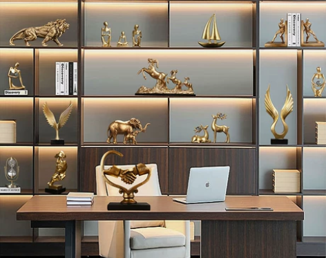 饰品装饰现代轻奢别墅软装家居摆件书柜书房办...