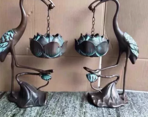 闲置转让两只仙鹤踏云莲花悬挂炉吊炉瑞鹤香炉...