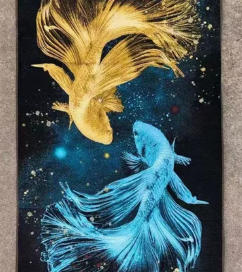 (结缘转让)锦鲤刺绣织锦画山水画装饰画壁画...