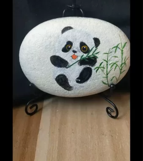 手绘石头画 国宝 手工艺品摆件 作品成品...