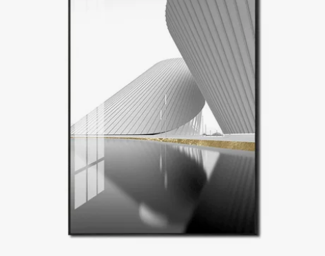 大幅轻奢黑白灰北欧装饰画意式现代简约建筑风...