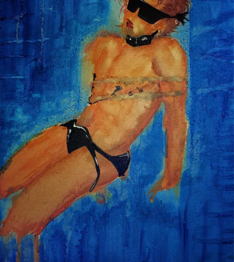 丙烯画 少年 男模 黑胶 地中海 穿孔 小...