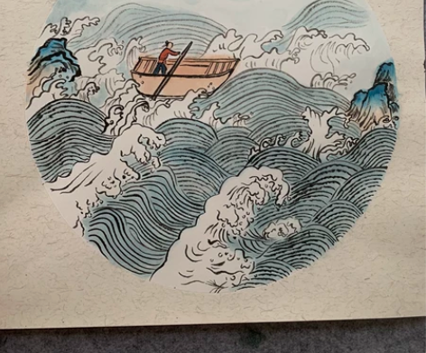 国画山水 云自无心水自闲 生宣卡纸3838...