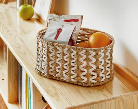 收纳筐家用桌面化妆品收纳盒藤编日式杂物零食...