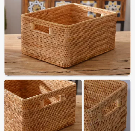 全新厂家直销越南秋藤编 收纳篮手工编织收纳...