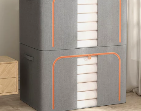 收纳箱家用朴素棉麻衣服搬家整理盒箱子布艺衣...