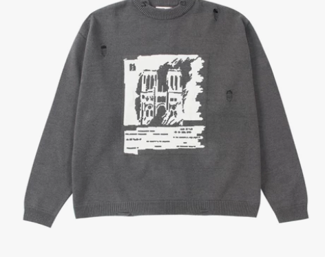 CODICE潮牌巴黎圣母院破坏毛衣男嘻哈情...